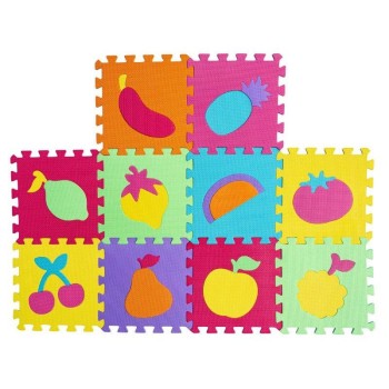 Piankowa mata puzzle Owoce – kolorowa mata edukacyjna dla dzieci 1+