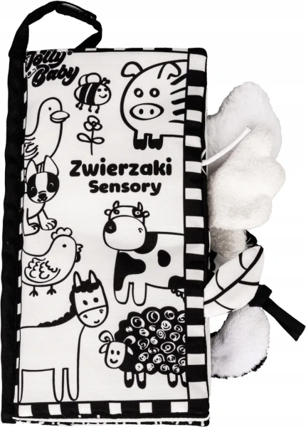 Sensoryczna książeczka kontrastowa Zwierzaki z ogonkami – zabawka dla niemowl Książeczka sensoryczna zwierzaki ogonki