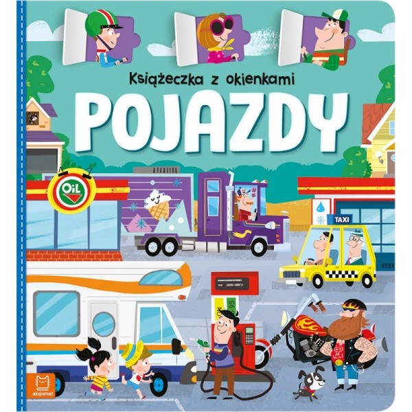 Interaktywna książeczka z okienkami Poznaj Świat – edukacyjna zabawka dla dzieci Książeczka z okienkami pojazdy