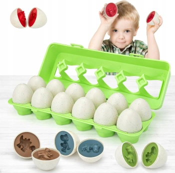 Jajka dinozaury układanka Montessori sorter – zabawka edukacyjna