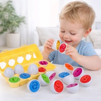 Jajka sensoryczne z cyferkami. Układanka Montessori Sorter