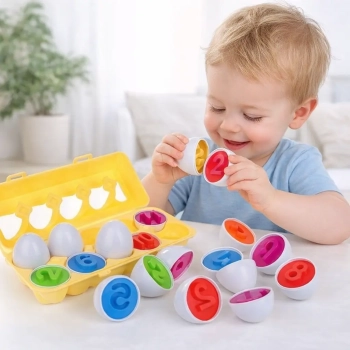 Jajka sensoryczne z cyferkami. Układanka Montessori Sorter